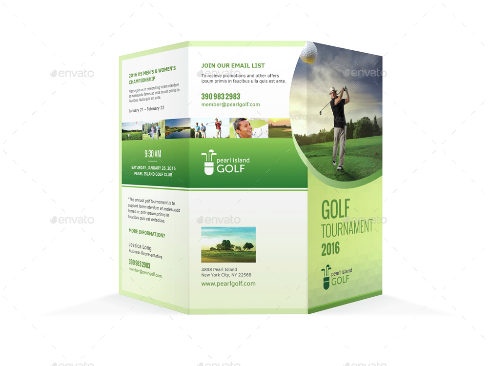 golf club trifold brochure by mike pantone graphicriver golf brochure template